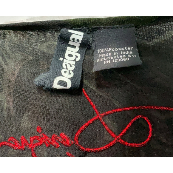 Desigual Black Red Floral Long Sleeve Blouse Women's Small - Picture 5 of 6